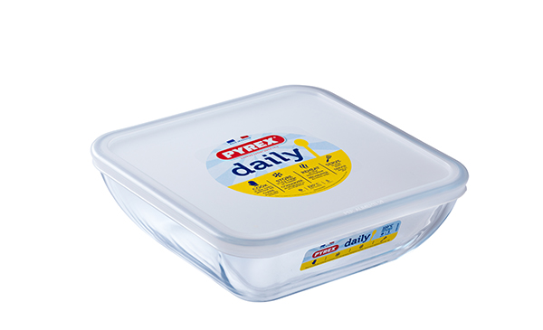 FUENTE CUADR VIDRIO C/TAPA DAILY 2 L 5424547 PYREX 20X20 CM