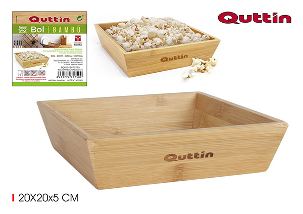 BOL CUADRADO BAMBU BQ01018670748 QUTTIN 16X16X5 CM