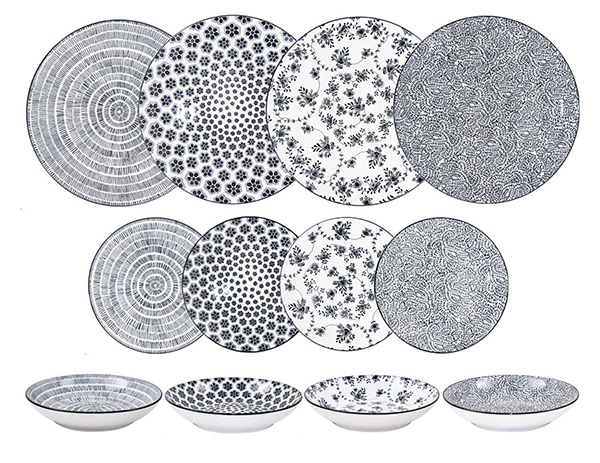 VAJILLA PORCELANA ARMONIA NEGRA 691701 IBILI 12 PZ