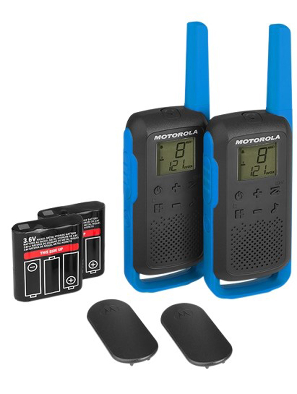 WALKIE TALKIE T62 8 CANALES NEG/AZUL 2UDS 59T62PACK MOTOROLA 8 KM