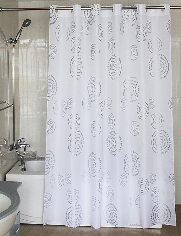 CORTINA BAÑO TEXTIL ANILLA FACIL PLATA 2959 DINTEX 180X200 CM