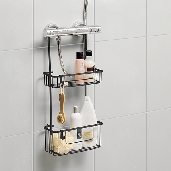 ESTANTE C/COLGADOR 2 REPISAS ALUMIN NEGR 6603800 TATAY -