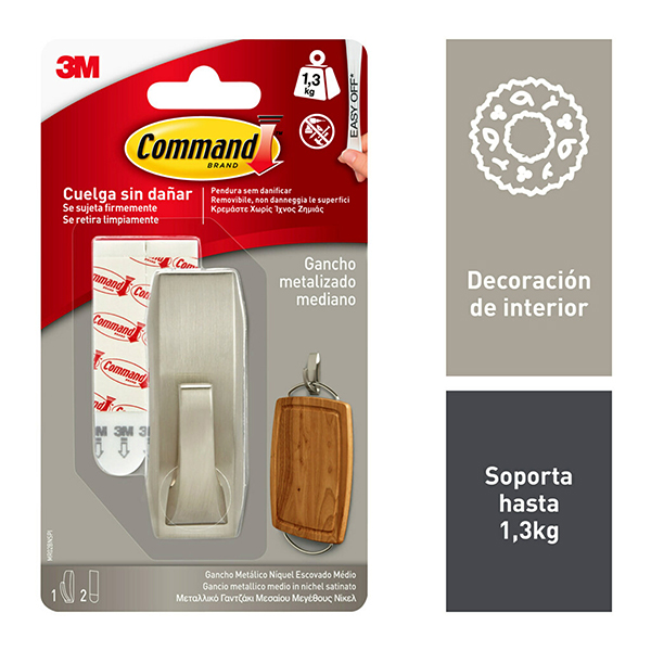 PERCHA METALICA MEDIANO NIQUEL MR02-BN 3M COMMAND -