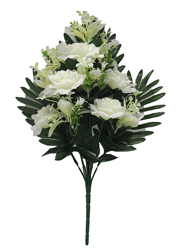 RAMO PALMA ROSAS X12 BLANCO 1701220 SINDER 58 CM
