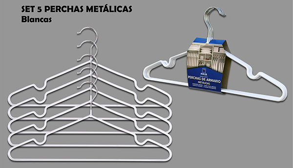 PERCHA METAL ANTIDES. SET-5 BL 7305 INALSA -