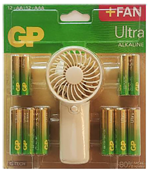 PACK 24 PILA ALCALI. AA LR06+AAA LR03+VENTILADOR GPPCA15AV836 GP 1,5 V