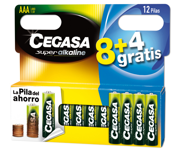 PILA ALCALINA LR03 AAA SET 8+4 106710 CEGASA 1,5 V