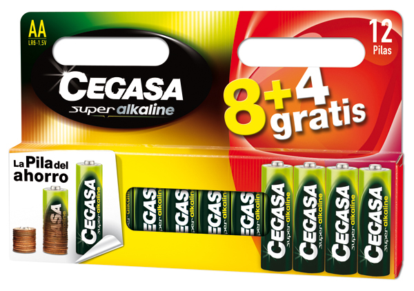 PILA ALCALINA LR06 AA BL 8+4 106709 CEGASA 1,5 V