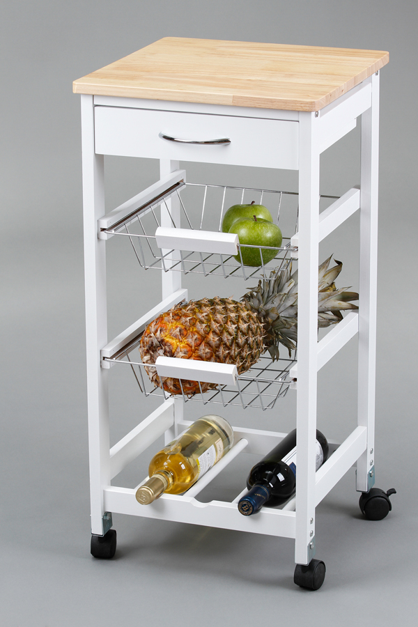 CARRO COCINA 2 CESTAS+BOTELLE. 28002 CLOSET 76X37X37CM