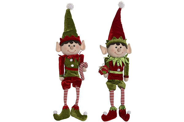 MUÑECO NAVIDAD POLIESTER ELFO SURTIDO NV-214032 ITEM 13X6X56 CM