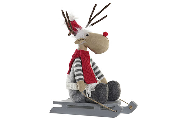 MUÑECO POLIESTER RENO C/TRINEO NV183759 ITEM 14X28X37