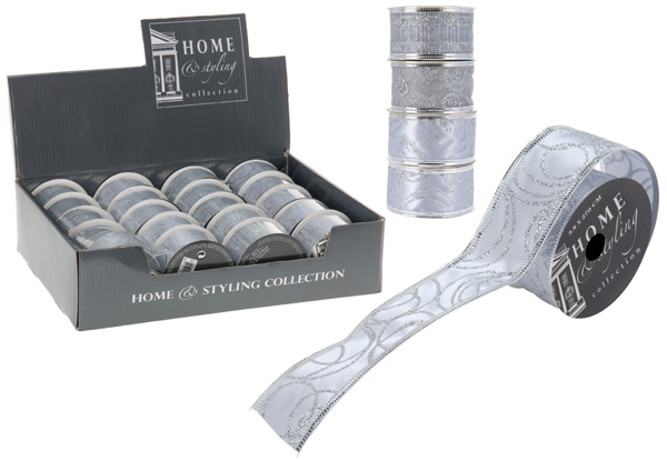 CINTA ORGANZA SATEN PLATA 767510710 KOOPMAN 270X3,8CM