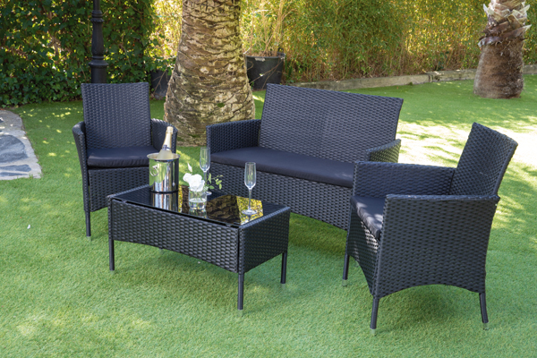 CONJUNTO RATAN NEGRO VITI LEVU C2-0046 CZ 4 PZAS