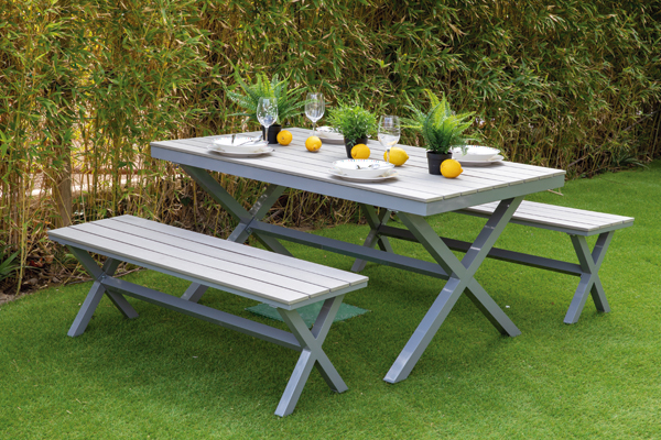 CONJUNTO MESA+2BANCOS ALUMINIO C2-0066 CZ 3 PZAS