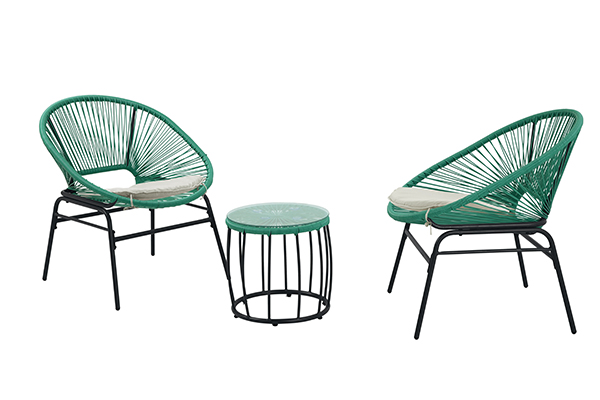 CONJUNTO ACERO/PE RATAN EOLO PG0908 PROFER GREEN 3 PZAS