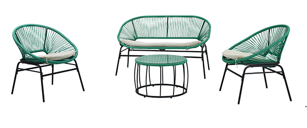 CONJUNTO ACERO/PE RATAN CABO VERDE PG0909 PROFER GREEN 4 PZAS