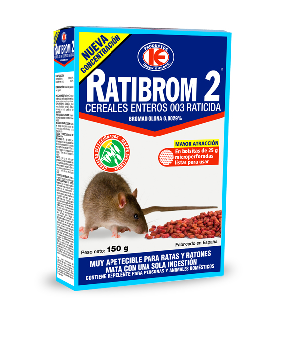 RATICIDA GRANO CEREAL D01.325 RATIBROM 150 G