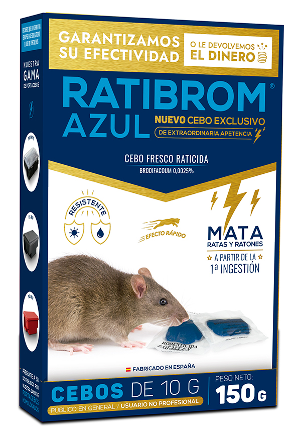 RATICIDA CEBO FRESCO AZUL D01.500 RATIBROM 150 GR