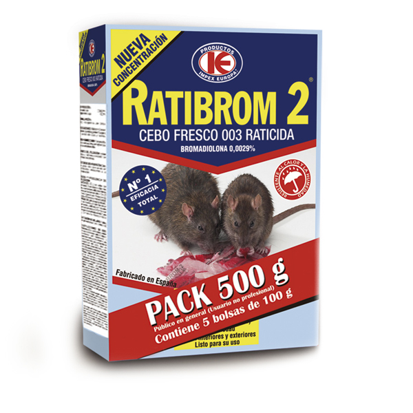 RATICIDA CEBO FRESCO PACK D01.369 RATIBROM 500 G