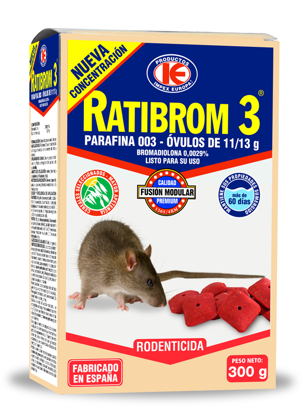 RATONICIDA PARAFINA OVULOS D01.313 RATIBROM 3 300 G