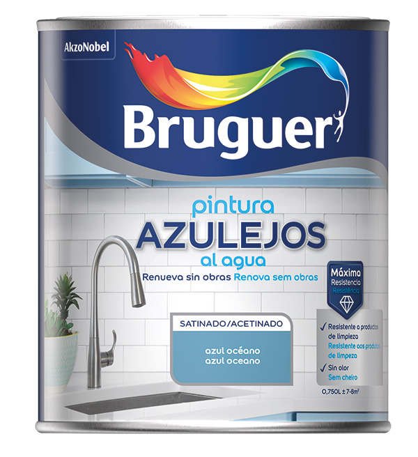 ESMALTE AZULEJOS AGUA GRIS SAT 5823543 BRUGUER 0,75 L