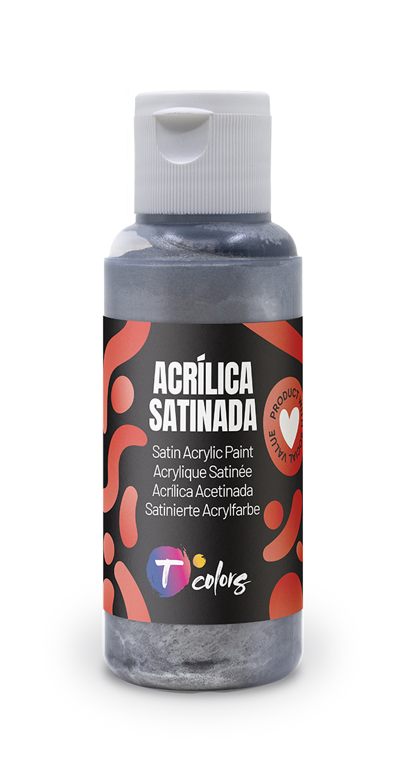 PINTURA MANUALIDADES ACRILICA PLATA SAT 52299 TCOLORS 80 ML