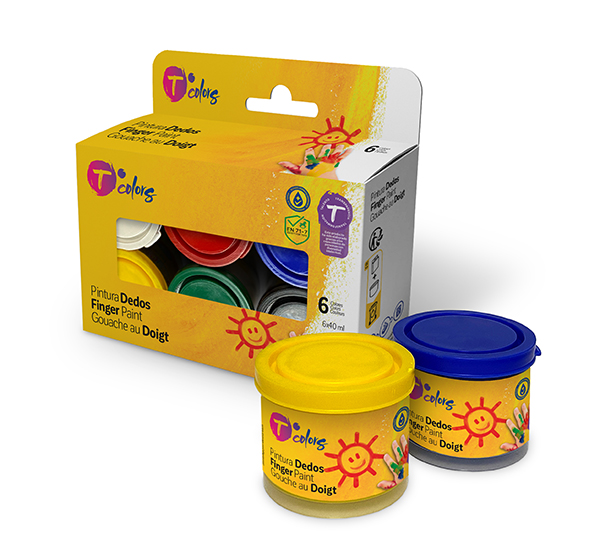 PINTURA DEDOS SET-6 COLORES SURT 51119 TCOLORS 6X40 ML