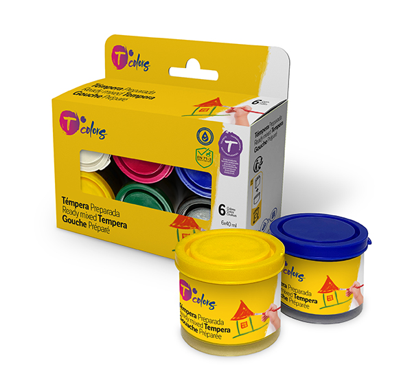 PINTURA TEMPERA SET-6 COLORES SURT 51116 TCOLORS 6X40 ML
